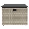 vidaXL Gartenhocker mit Kissen Hellgrau 55x55x37 cm Poly Rattan