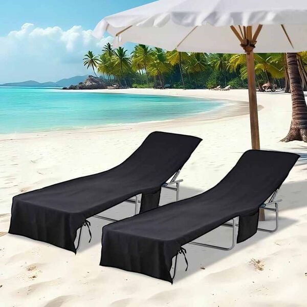 vidaXL Sonnenliege-T&uuml;cher 2 pcs Schwarz 210 x 75 cm