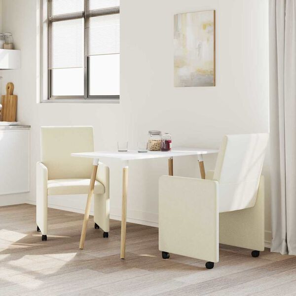vidaXL Esszimmerst&uuml;hle mit Rollen 2 pcs Creme 57 x 66 x 94 cm
