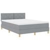 vidaXL LED Boxspringbett mit Kopfteil Hellgrau 140 x 200 cm Stoff