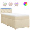 vidaXL Boxspringbett mit Matratze Creme 90x200 cm Stoff