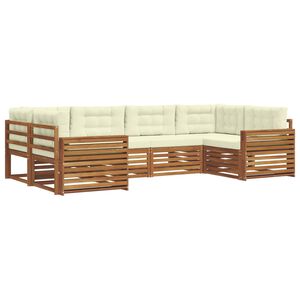 vidaXL Outdoor-Sofagarnitur 6 stk. Natur und Creme Massivholz Akazie