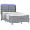 vidaXL LED Boxspringbett mit Matratze Hellgrau 160 x 200 cm Stoff