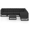 vidaXL 7-tlg. Garten-Lounge-Set mit Kissen Schwarz Massivholz Kiefer