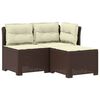vidaXL 3-Sitzer Garten Sofa mit Kissen Rattan-Look 3-Sitzer PP Braun