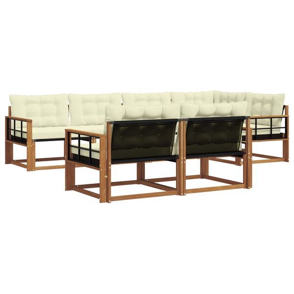 vidaXL Outdoor-Sofagarnitur mit Kissen 7 pcs Natur und Creme