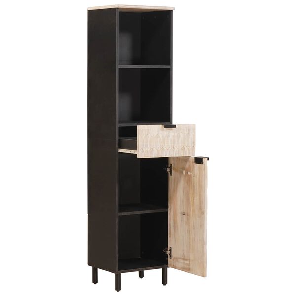 vidaXL Badezimmerschrank mit Regal Schwarz und Wei&szlig; 38 x 33 x 160 cm