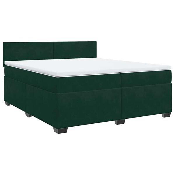 vidaXL Boxspringbett mit Matratze Dunkelgr&uuml;n 200x200 cm Samt