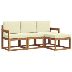 vidaXL Outdoor-Sofagarnitur mit Kissen 4 pcs Natur und Creme