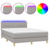 vidaXL Boxspringbett mit Matratze & LED Hellgrau 140x200 cm Stoff