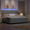 vidaXL LED Boxspringbett mit Matratze Hellgrau 200 x 200 cm Stoff