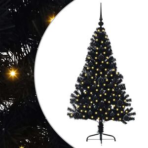 vidaXL K&uuml;nstlicher vorbeleuchteter Weihnachtsbaum Schwarz 120 cm PVC
