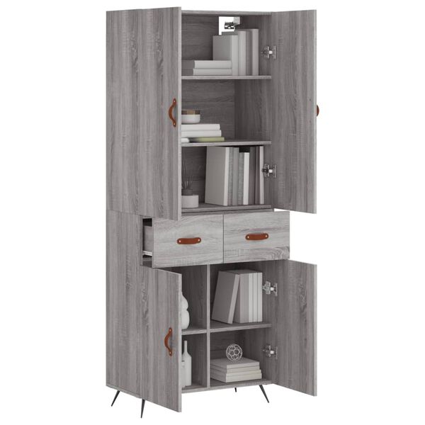 vidaXL Highboard Grau Sonoma 69,5x34x180 cm Holzwerkstoff