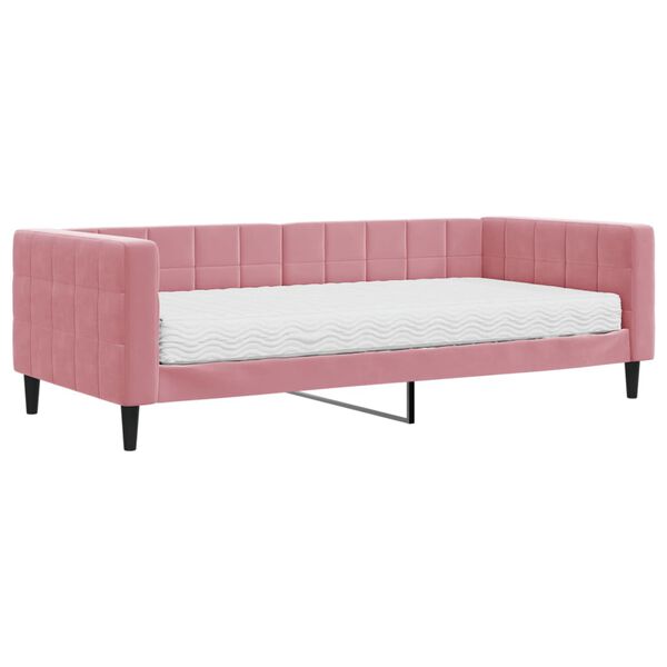 vidaXL Tagesbett mit Matratze Rosa 90x200 cm Samt