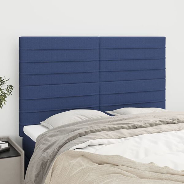 vidaXL Kopfteil Blau 144x5x118/128 cm Stoff