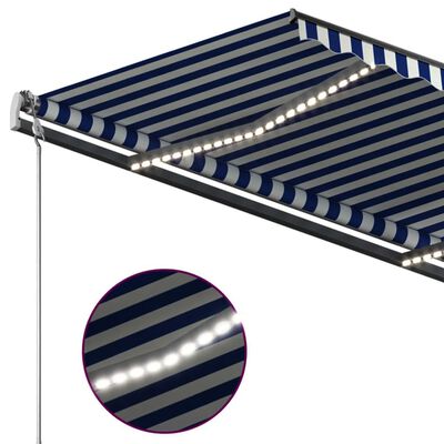 vidaXL Markise Manuell Einziehbar mit LED 3,5x2,5 m Blau und Weiß