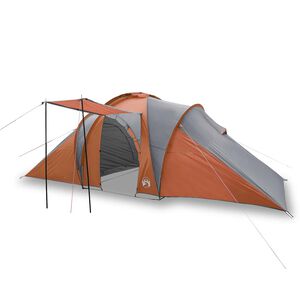 vidaXL Kuppel-Familienzelt 6 Personen Grau und Orange Wasserdicht