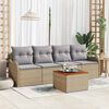 vidaXL Gartensofa-set mit Kissen 5 pcs Beige Poly-Rattan
