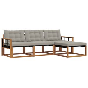 vidaXL Outdoor-Sofagarnitur mit Kissen 4 pcs Nat&uuml;rlich und Hellgrau