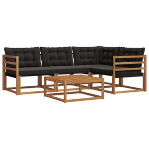 vidaXL Outdoor-Sofagarnitur mit Kissen 5 pcs Nat&uuml;rlich und Schwarz