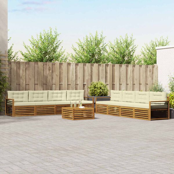 vidaXL Outdoor-Sofagarnitur mit Kissen 9 pcs Natur und Creme