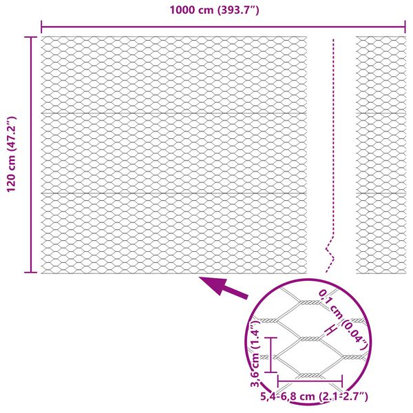 vidaXL Hexagonzaun Grün 1,2 x 10 m Stahl