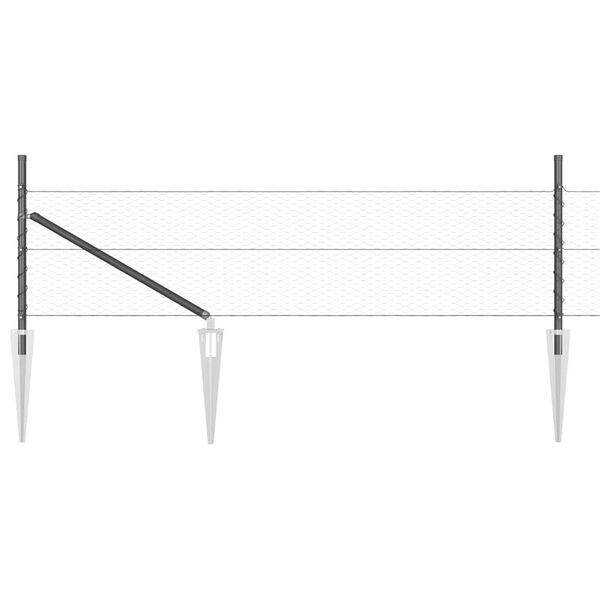 vidaXL Zaunpfosten Grau 100 x 0,5 m (25 mm Netz) Stahl und PVC