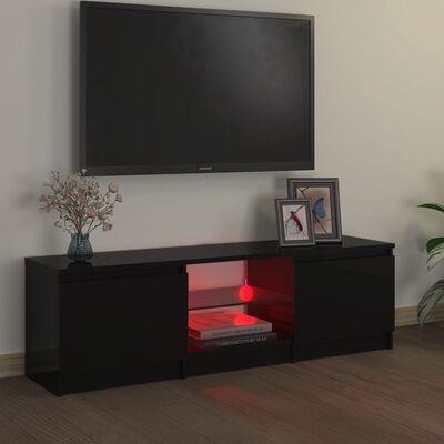 vidaXL TV-Schrank mit LED-Leuchten Schwarz 120x30x35,5 cm