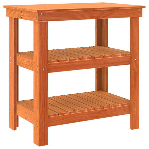 vidaXL Werkbank Wachsbraun 78,5 x 50 x 80 cm Massives Kiefernholz