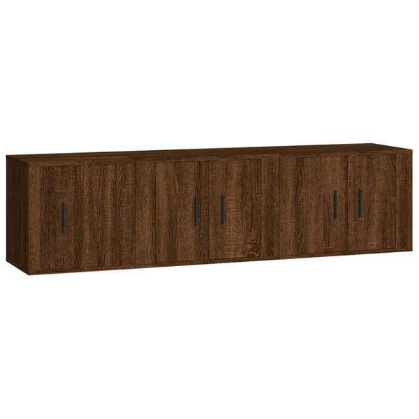 vidaXL 3-tlg. TV-Schrank-Set Braun Eichen-Optik Holzwerkstoff