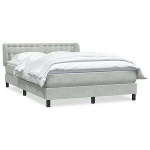 vidaXL Boxspringbett mit Matratze Hellgrau 160x220 cm Samt