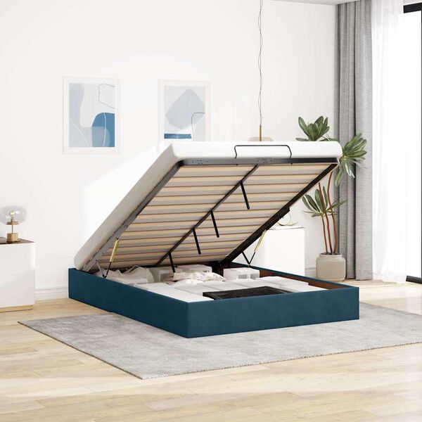 vidaXL Ottoman-Bett ohne Matratze Dunkelblau 140x200 cm Samt