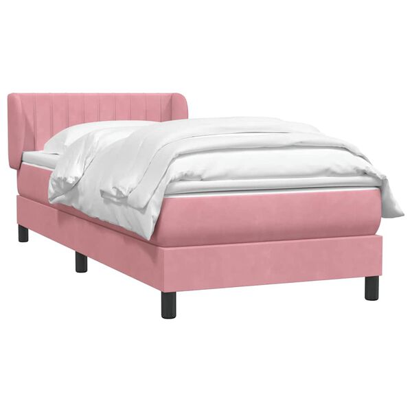 vidaXL Boxspringbett mit Matratze Rosa 90x220 cm Samt