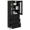 vidaXL Highboard 2 pcs Schwarz Eichen-Optik Engineered Wood und Glas