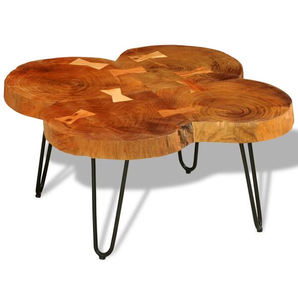 vidaXL Couchtisch 35 cm 4 Baumscheiben Massivholz Akazie
