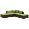 vidaXL 5-tlg. Garten-Lounge-Set mit Kissen Poly Rattan Braun
