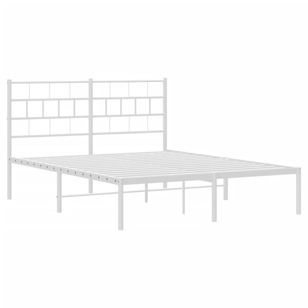 vidaXL Bettgestell mit Kopfteil Metall Wei&szlig; 140x190 cm