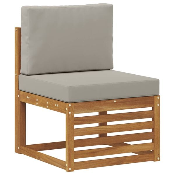 vidaXL Ecksofa Set 7 pcs Nat&uuml;rlich und Hellgrau Massivholz Akazie