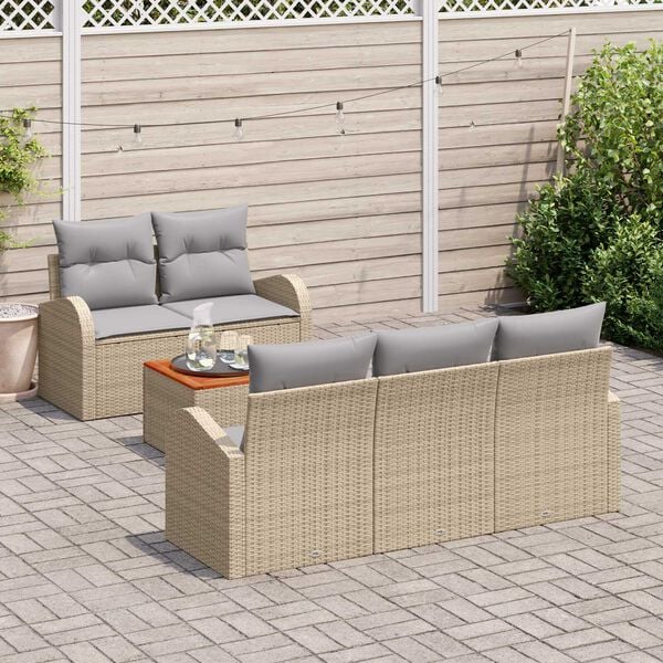 vidaXL Gartensofa-set 6 pcs Beige und Hellgrau Poly-Rattan
