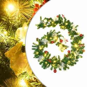 vidaXL Weihnachtsgirlande mit LED-Lichtern Gr&uuml;n 2,7 m PVC