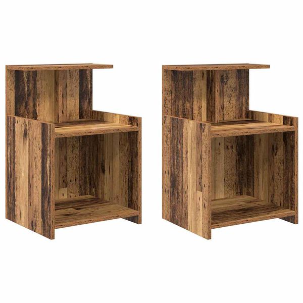 vidaXL Nachttisch 2 pcs Altholz 40 x 35 x 60 cm Holzwerkstoff