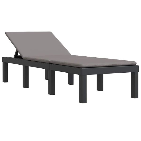 vidaXL Sonnenliege mit Kissen Anthrazit PP