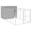 vidaXL Hundeh&uuml;tte mit Auslauf Hellgrau 214x457x181 cm Verzinkter Stahl