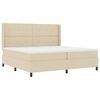 vidaXL LED Boxspringbett mit Kopfteil Creme 200 x 200 cm Stoff