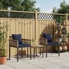 vidaXL Gartenm&ouml;bel Set mit Kissen 3 pcs Grau und Marineblau PE-Rattan