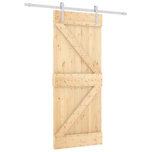 vidaXL Schiebet&uuml;r Nat&uuml;rlich und Wei&szlig; 85 x 210 cm Massivkiefer
