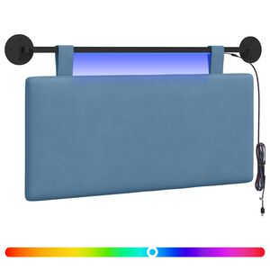 vidaXL H&auml;ngendes Kopfteil Mit LED Licht Blau Cordstoff