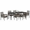 vidaXL Garten Essgruppe mit Kissen 7 pcs Braun Poly-Rattan
