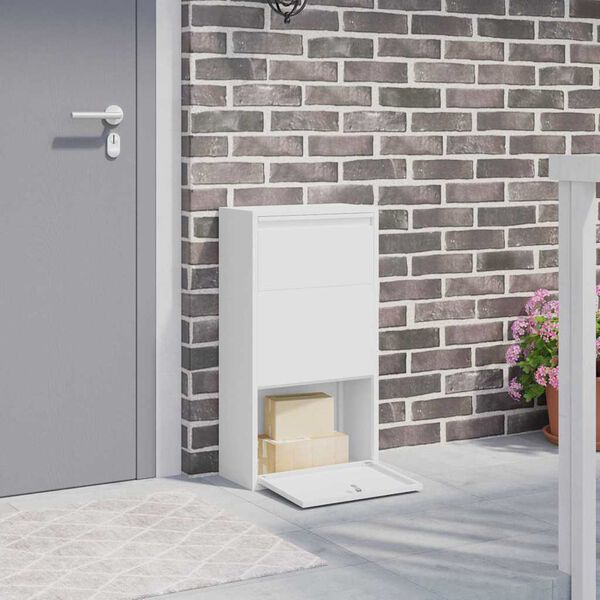 vidaXL Paketdrop-Box mit Speicher mit T&uuml;r Wei&szlig; 44 x 22 x 82 cm Stahl