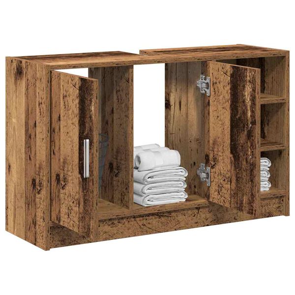 vidaXL Badezimmerschrank mit T&uuml;r Altholz 90 x 29 x 55 cm Holzwerkstoff